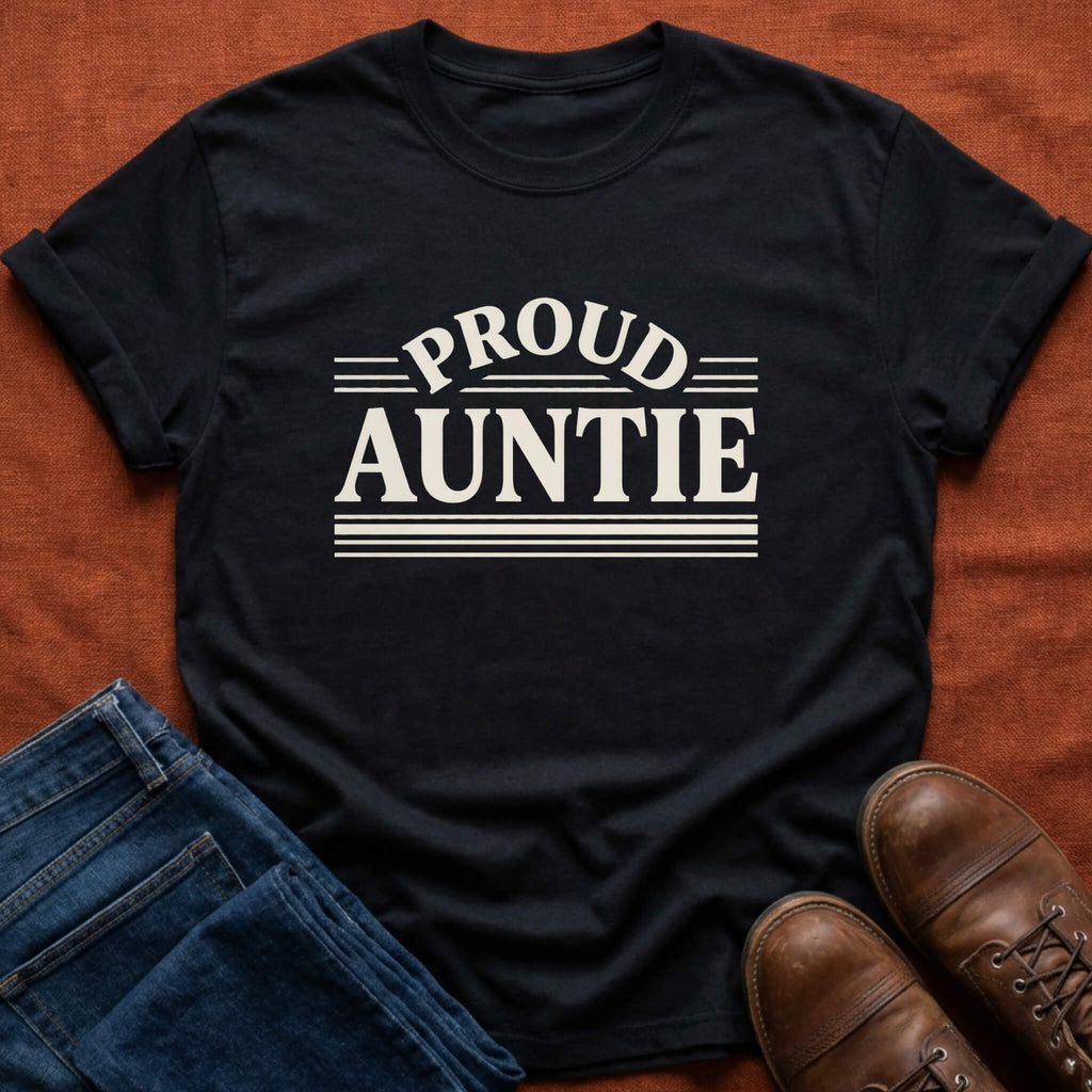Proud Auntie Retro Stripe T-Shirt