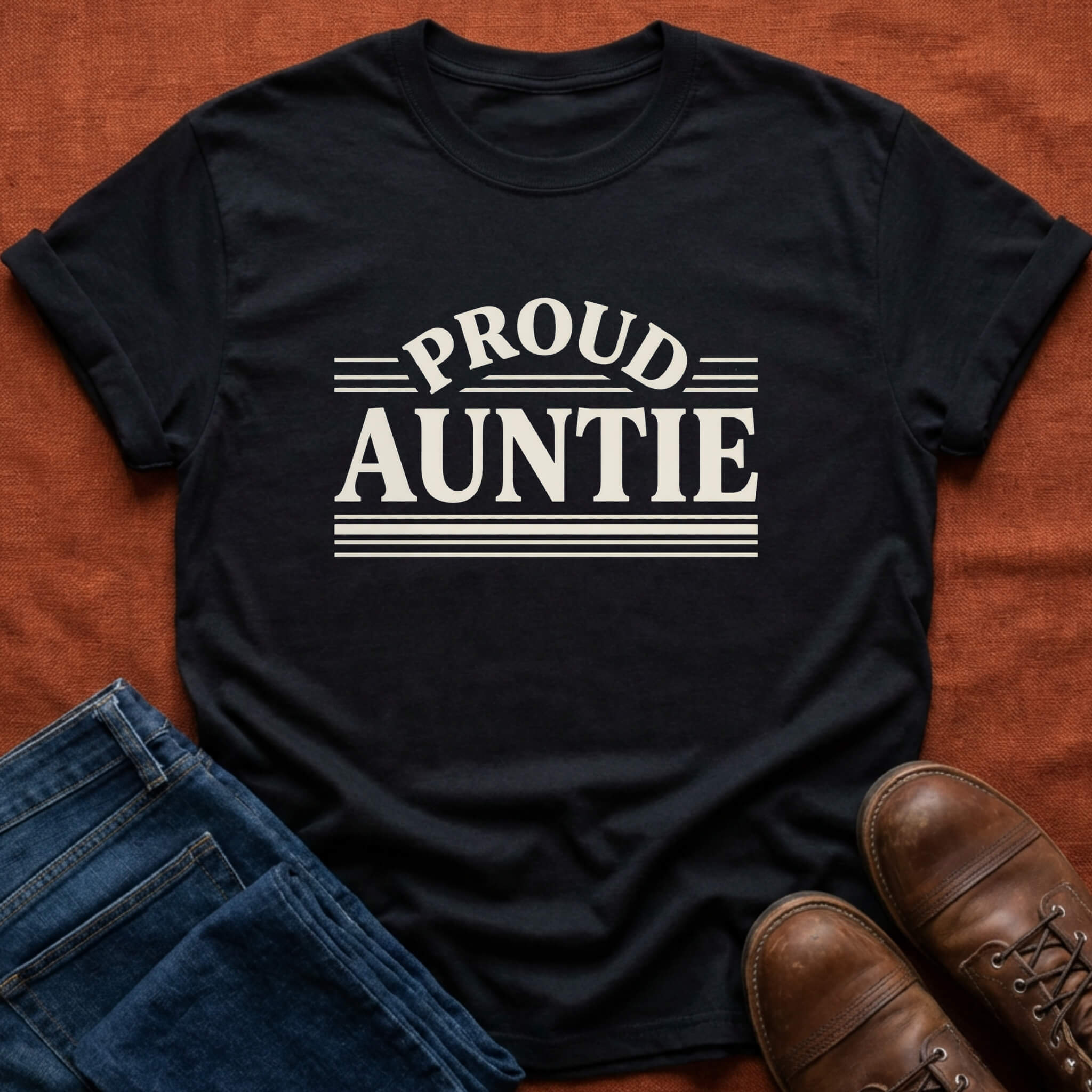 Proud Auntie Retro Stripe T-Shirt