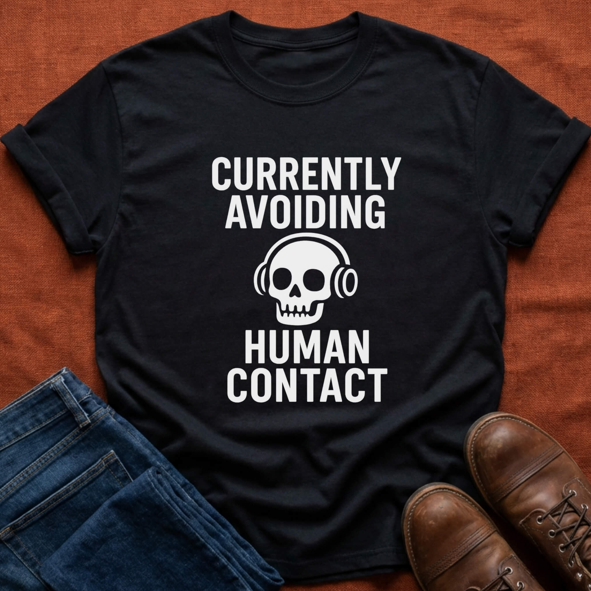 Avoiding Human Contact Skull T-Shirt
