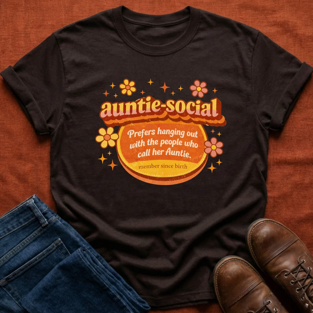 Auntie-Social Distressed Retro T-Shirt