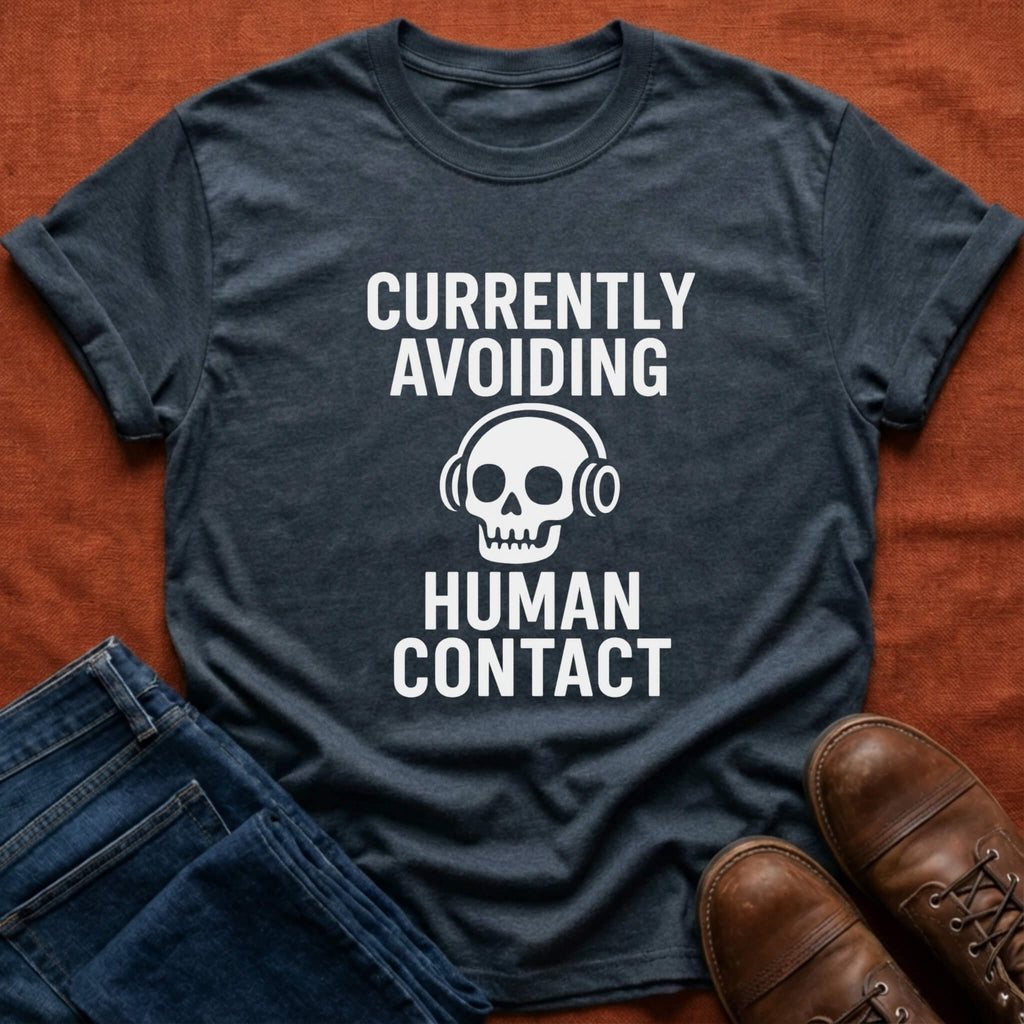 Avoiding Human Contact Skull T-Shirt