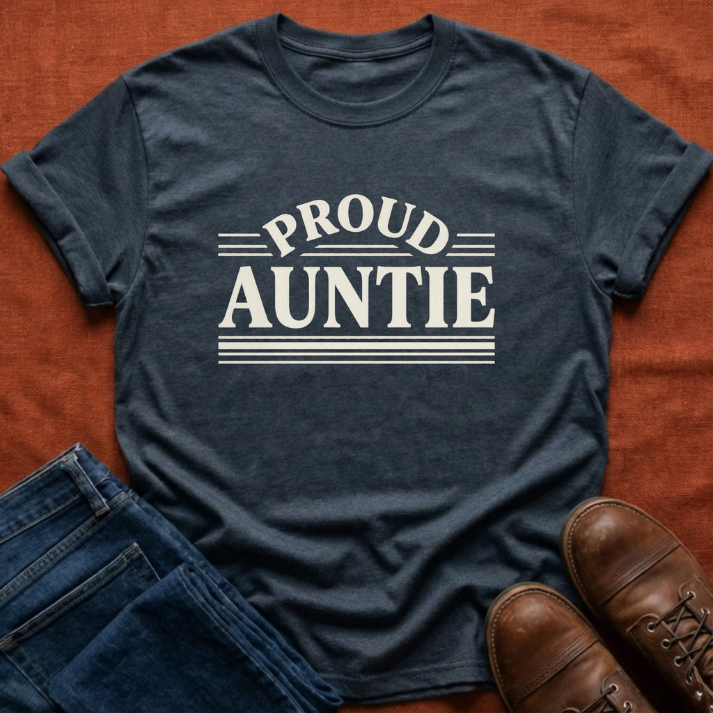 Proud Auntie Retro Stripe T-Shirt