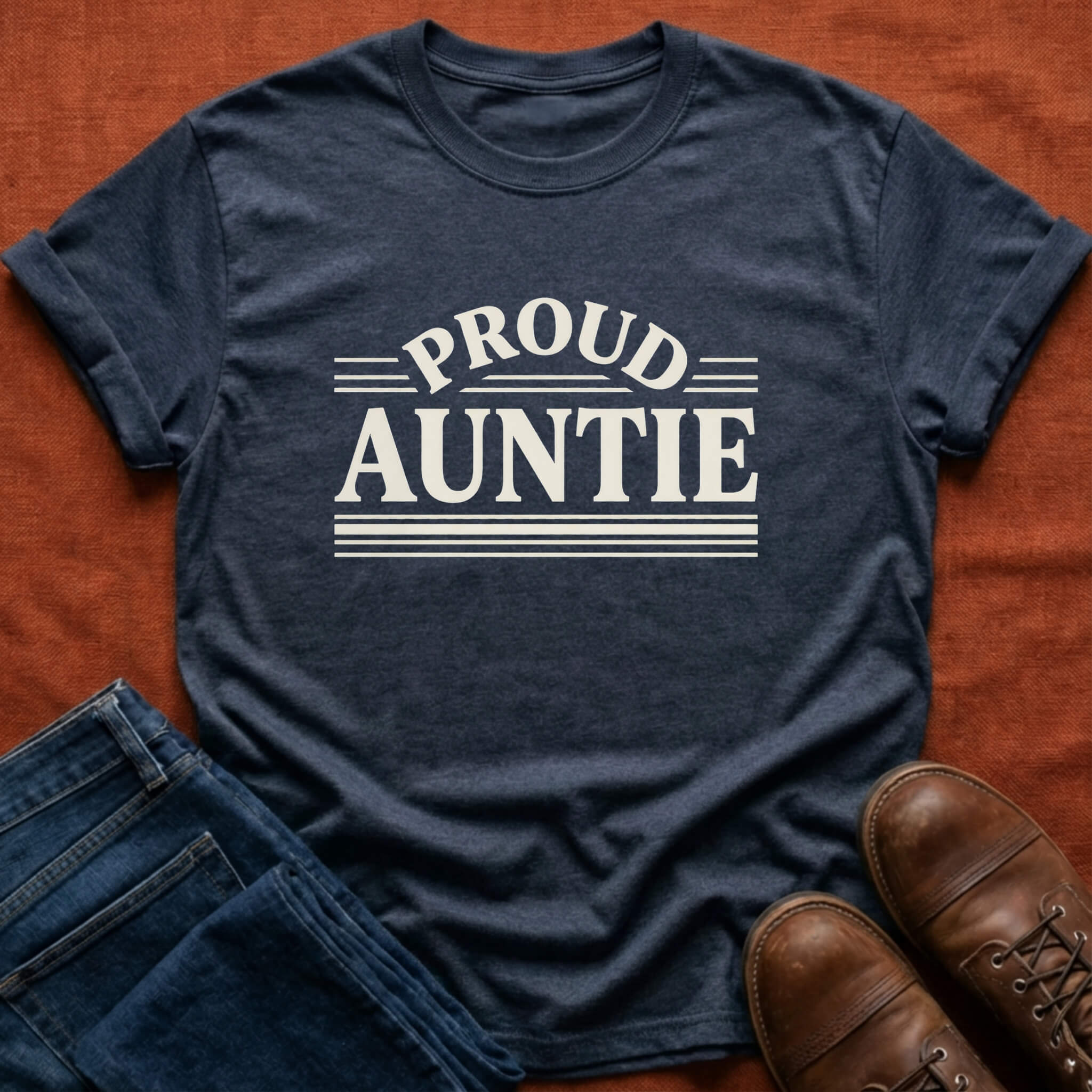 Proud Auntie Retro Stripe T-Shirt
