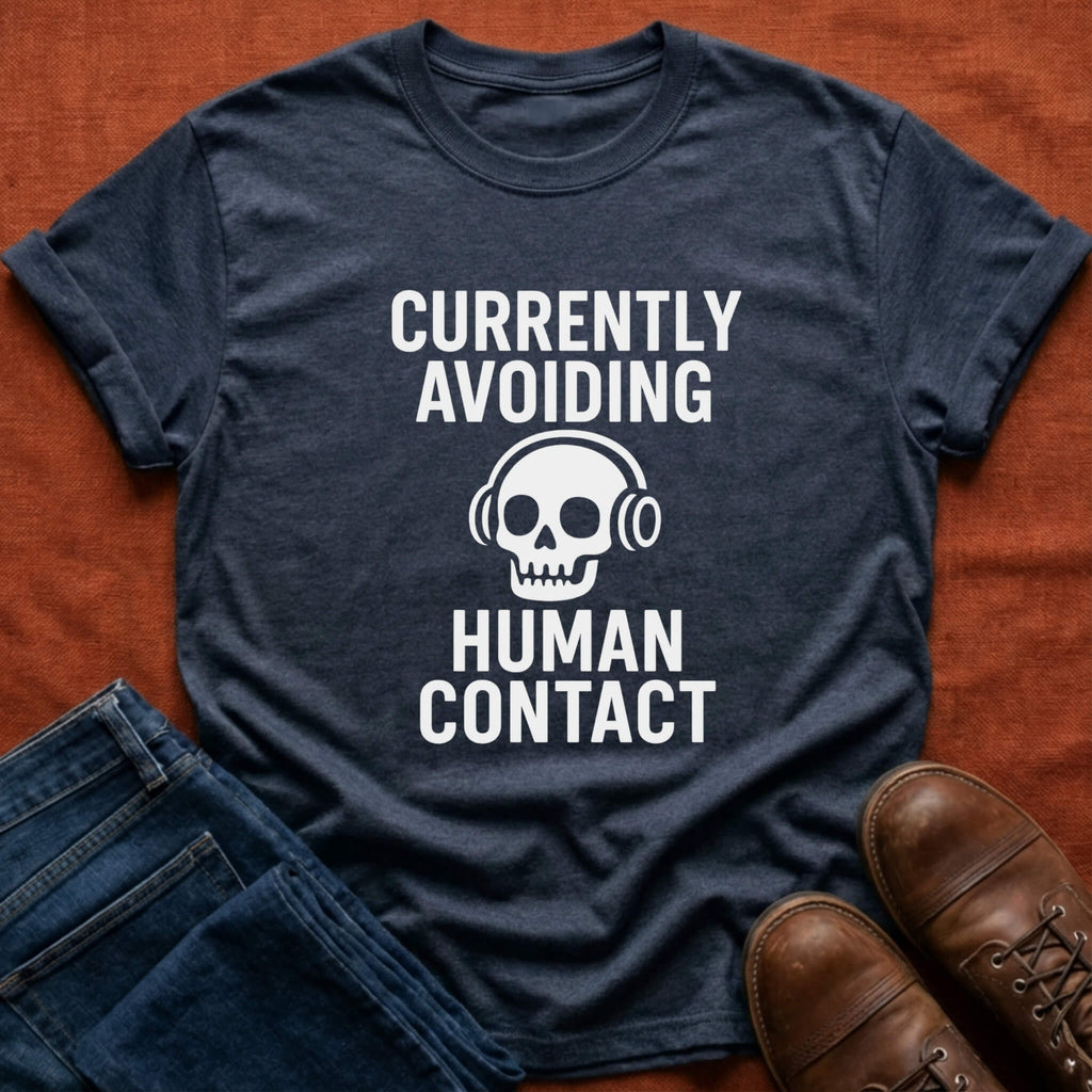 Avoiding Human Contact Skull T-Shirt