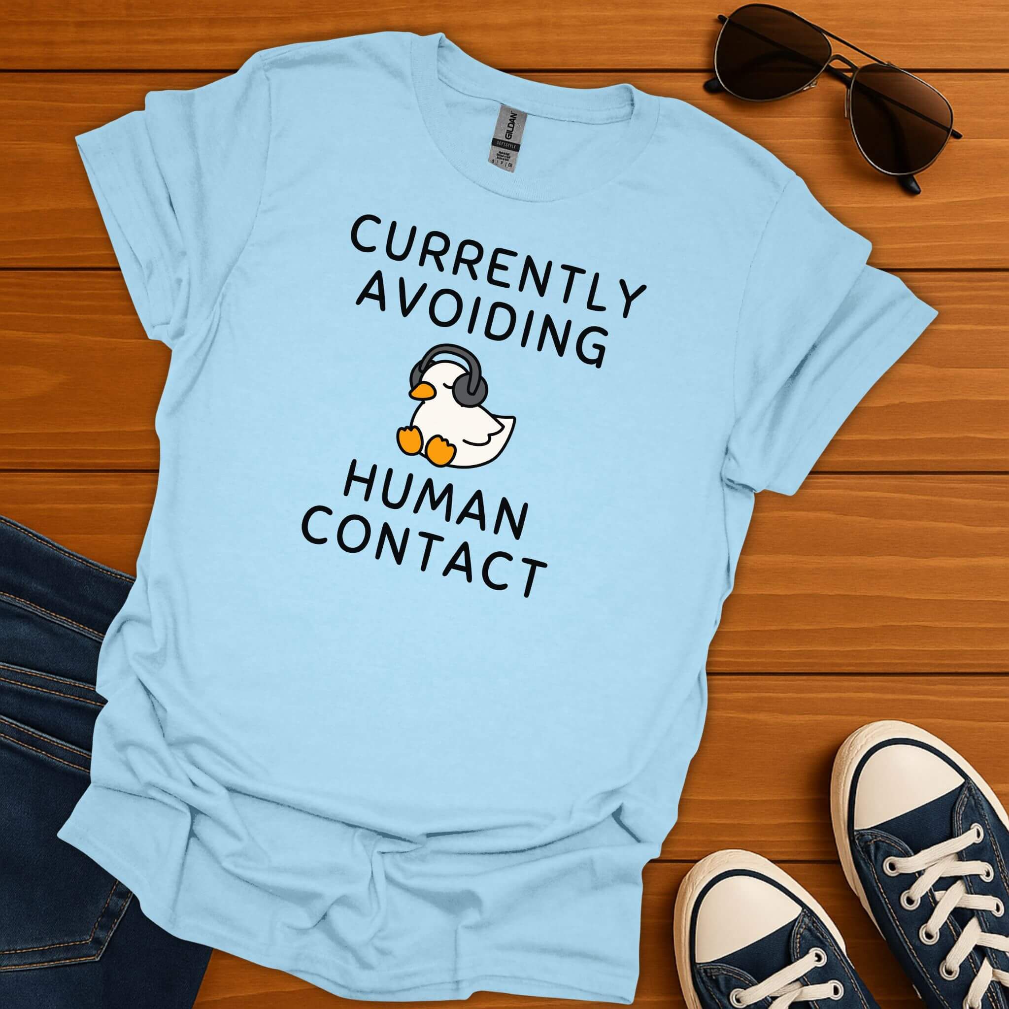 Avoiding Human Contact Duck T-Shirt