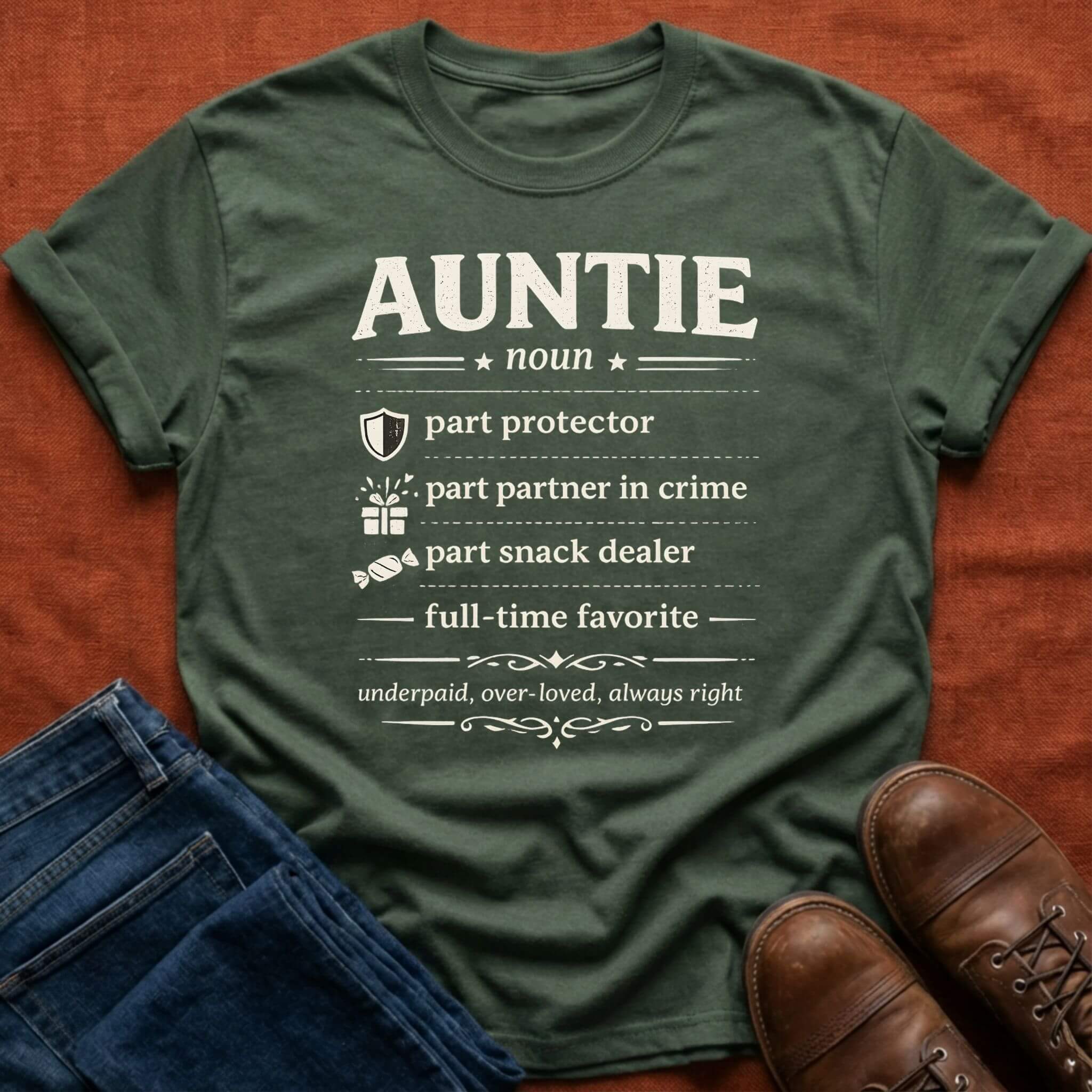 Auntie. Part Protector. Part Partner in Crime. T-Shirt