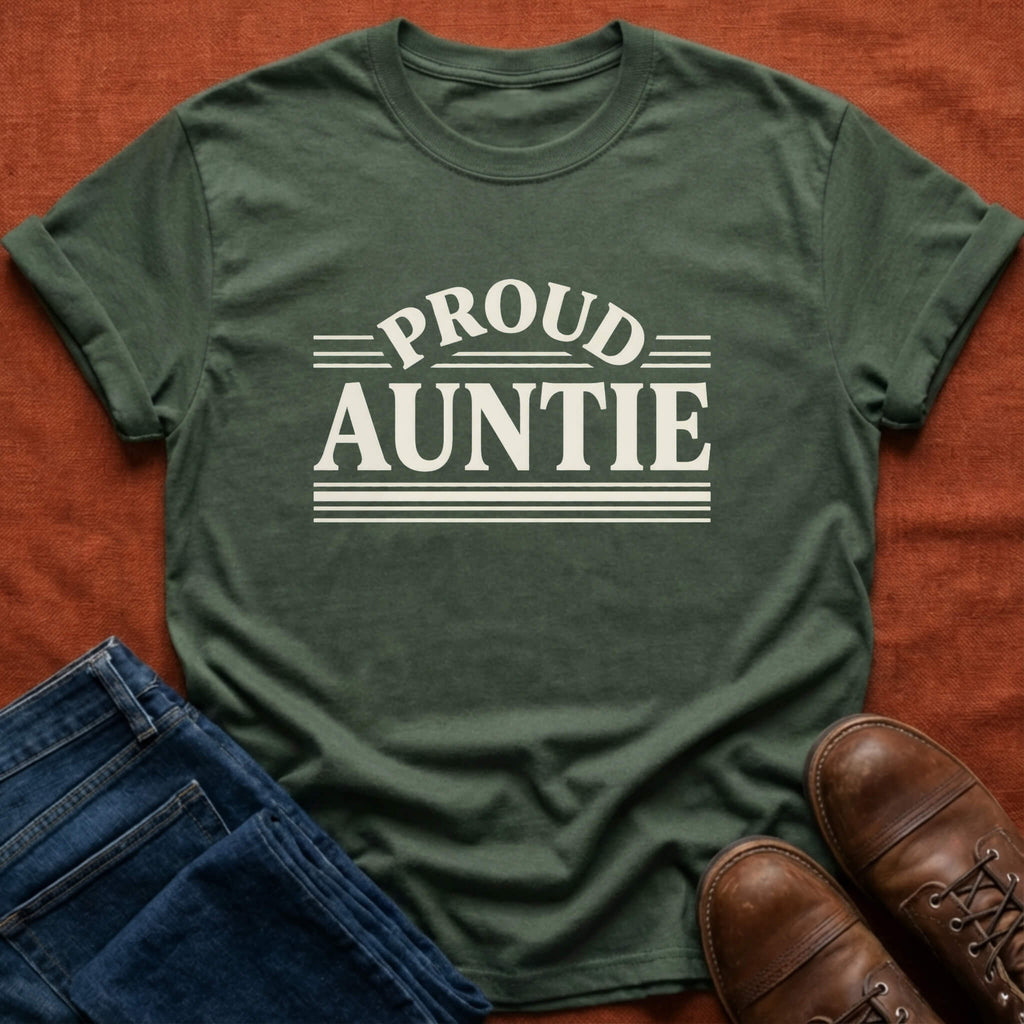 Proud Auntie Retro Stripe T-Shirt