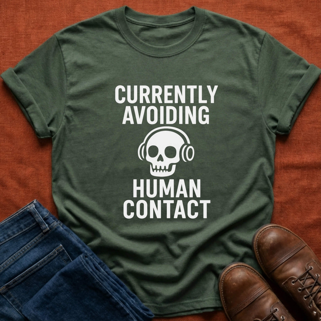 Avoiding Human Contact Skull T-Shirt