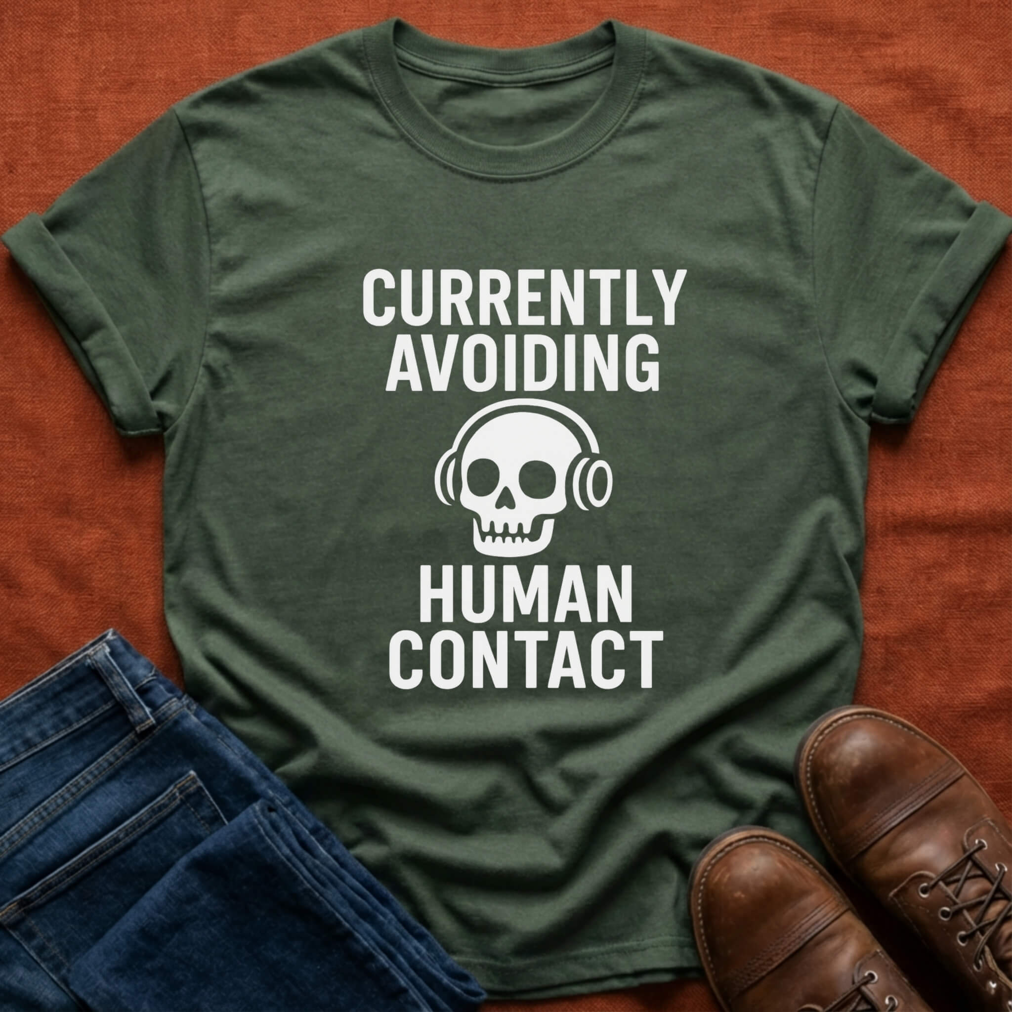 Avoiding Human Contact Skull T-Shirt