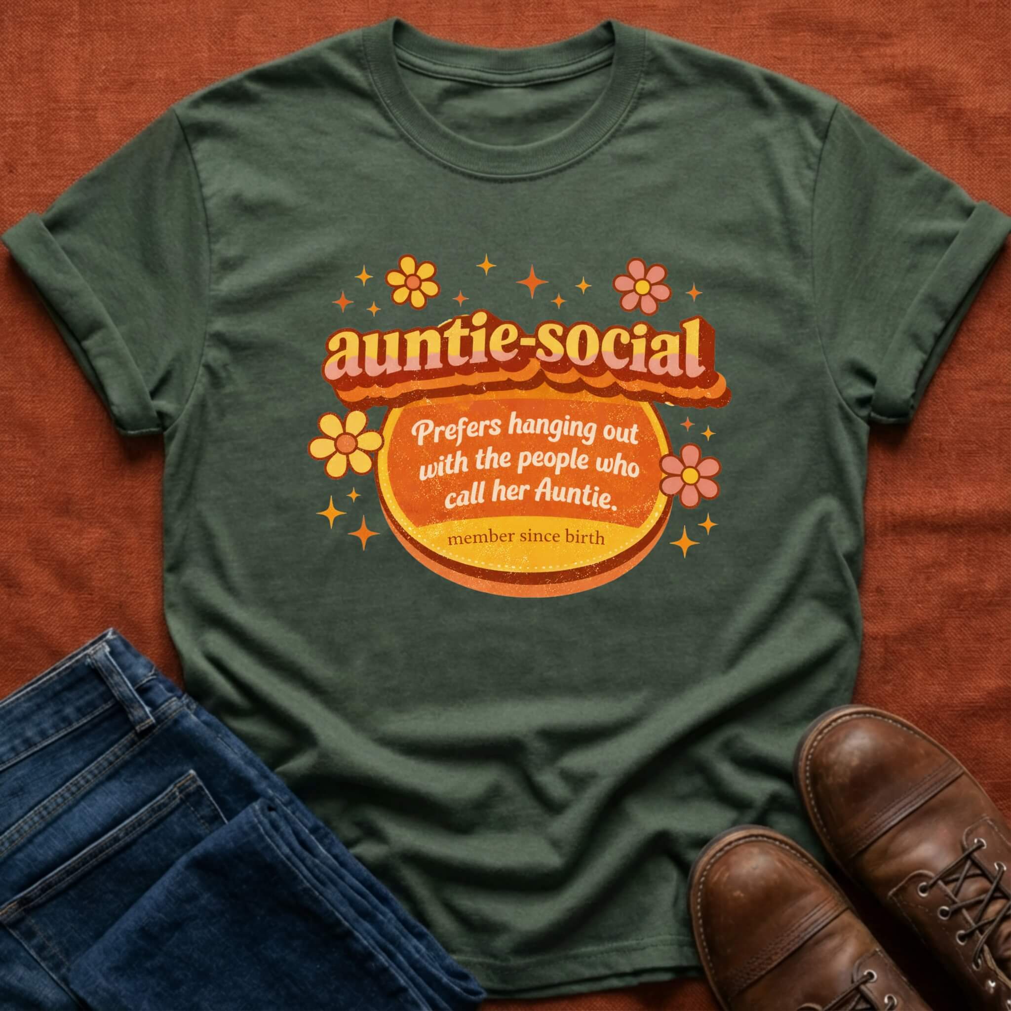 Auntie-Social Distressed Retro T-Shirt