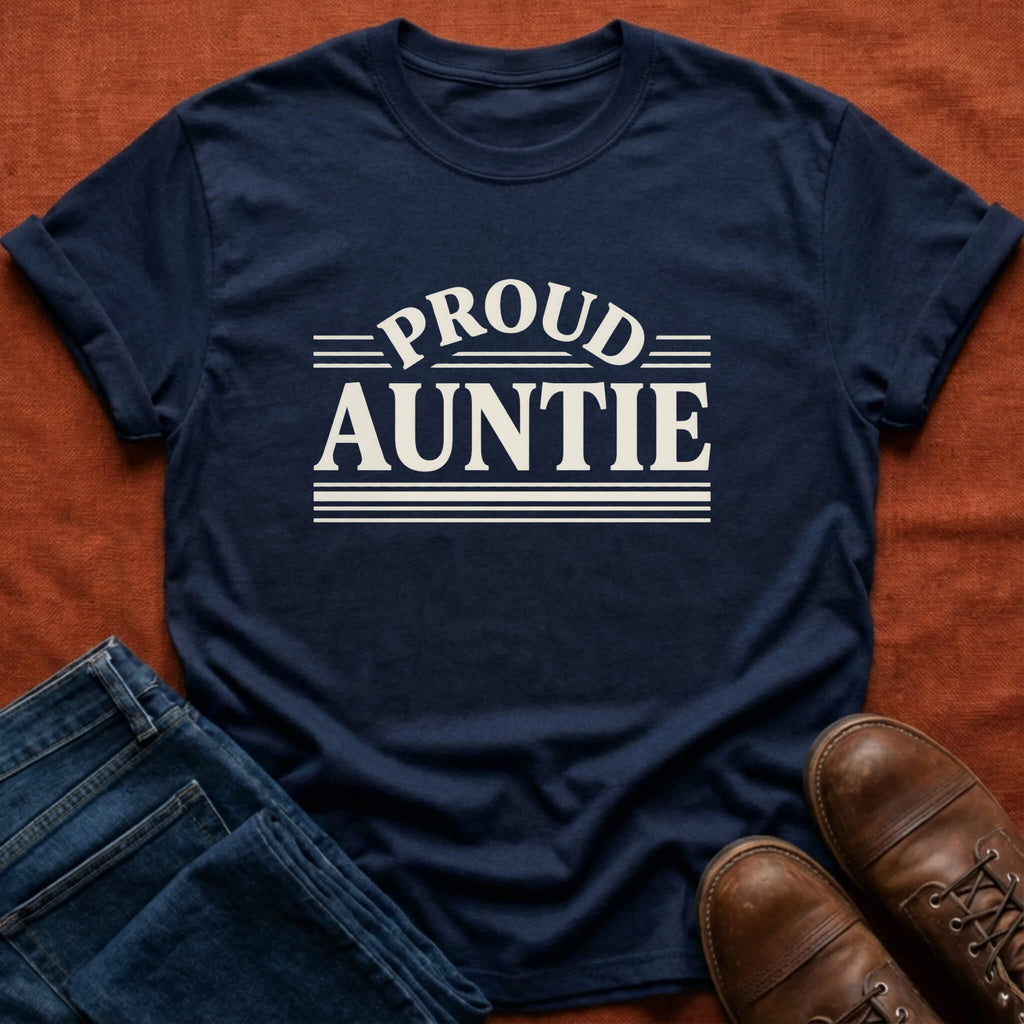 Proud Auntie Retro Stripe T-Shirt