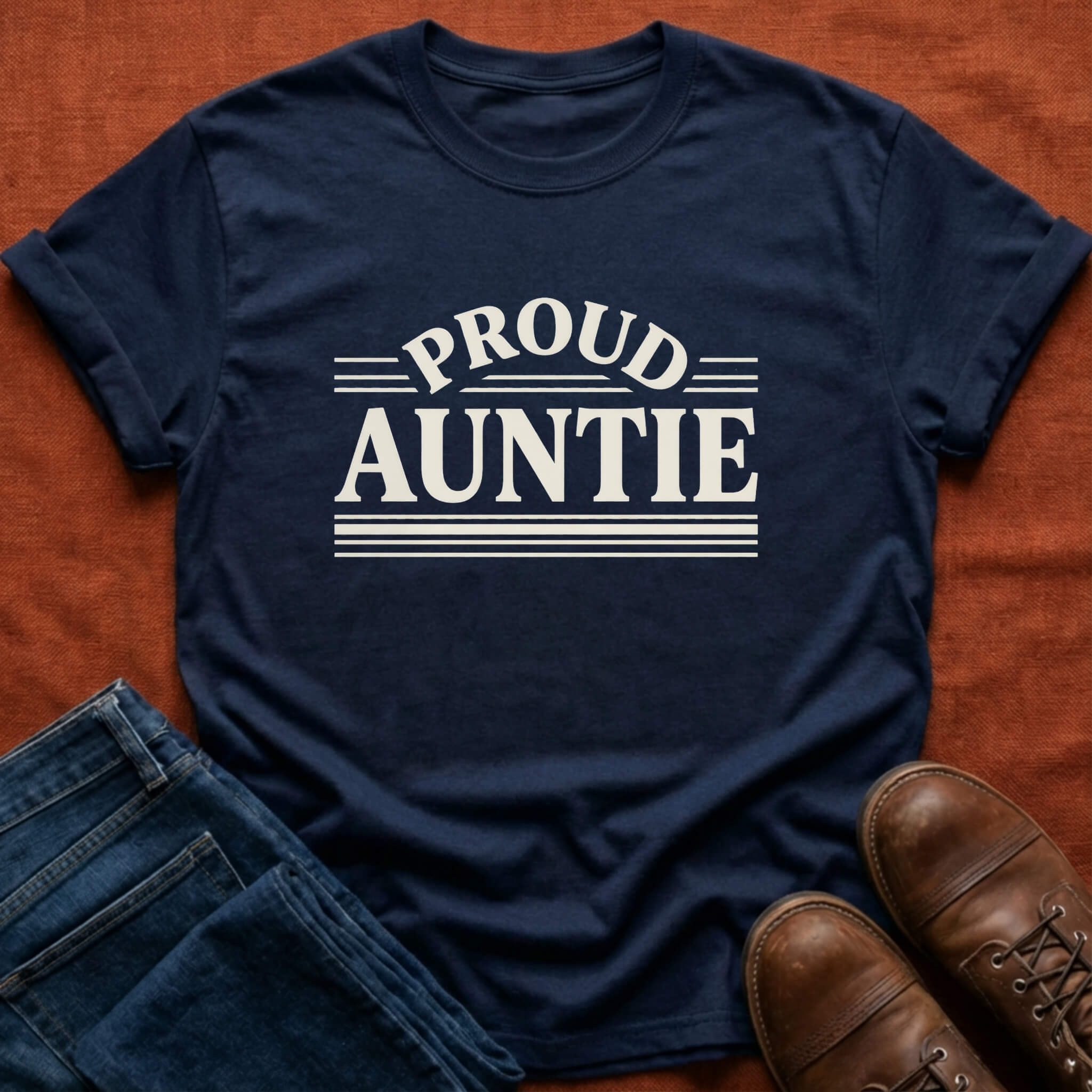 Proud Auntie Retro Stripe T-Shirt