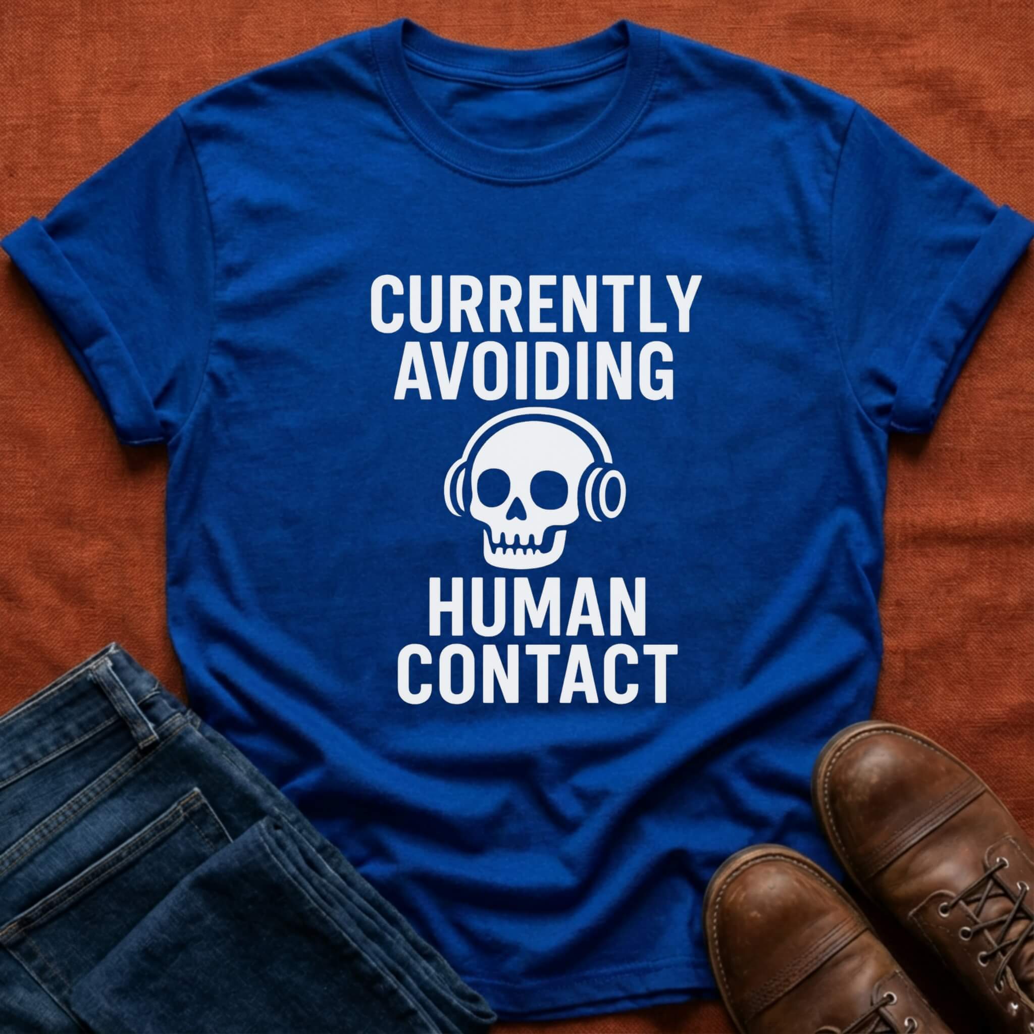 Avoiding Human Contact Skull T-Shirt