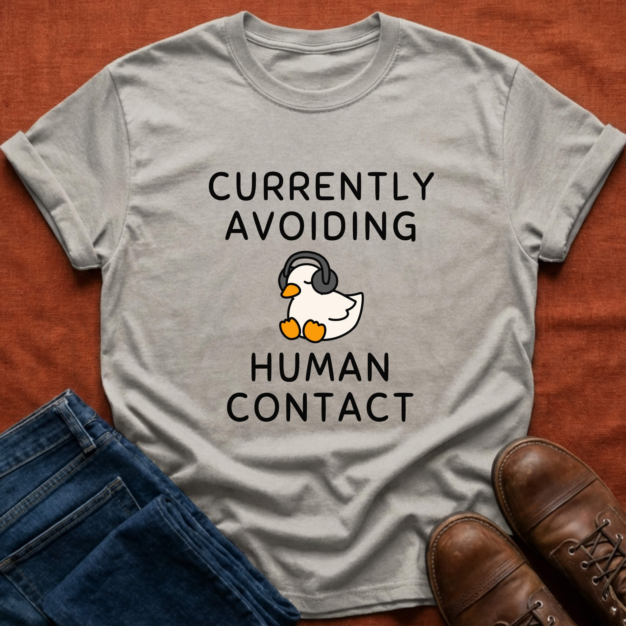 Avoiding Human Contact Duck T-Shirt