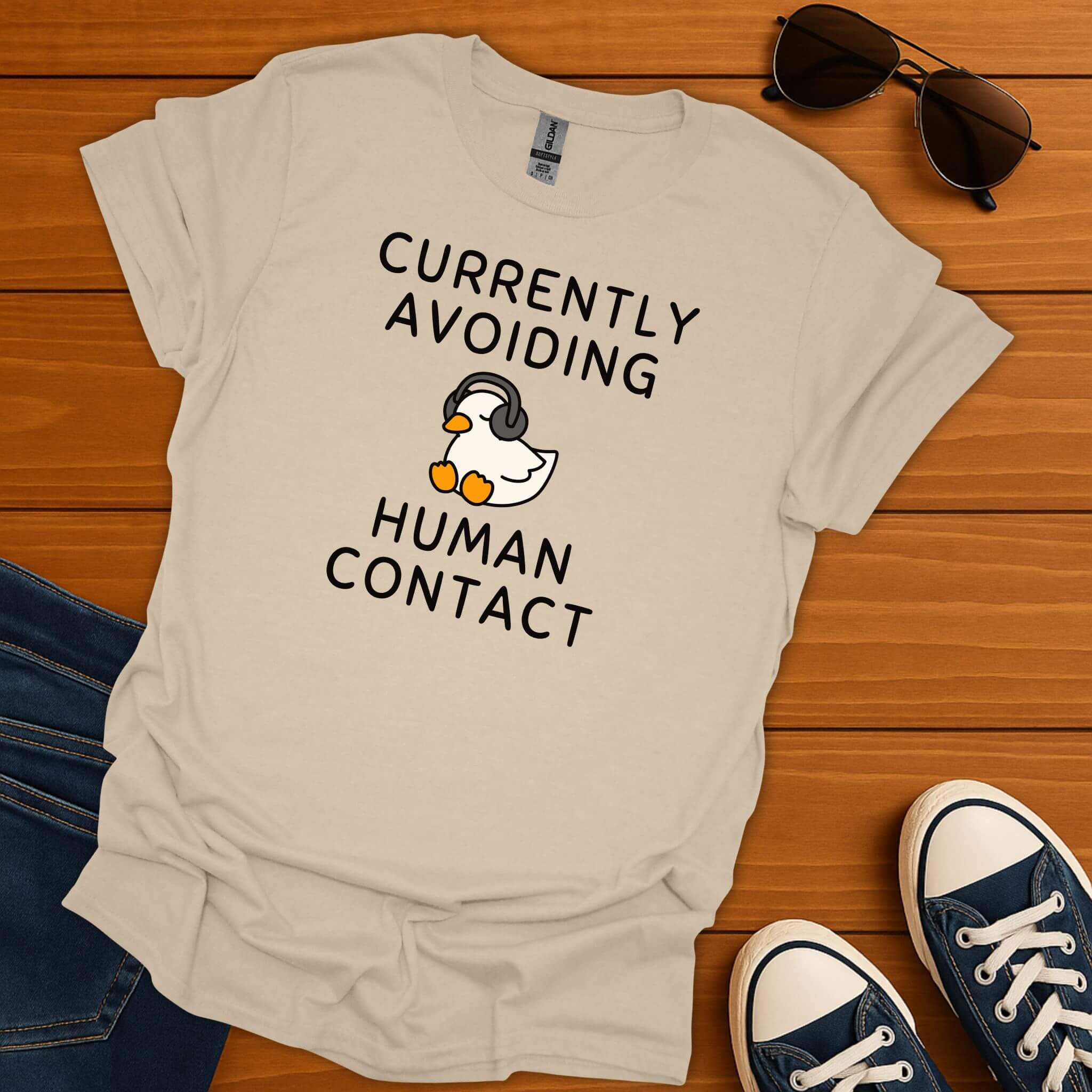 Avoiding Human Contact Duck T-Shirt