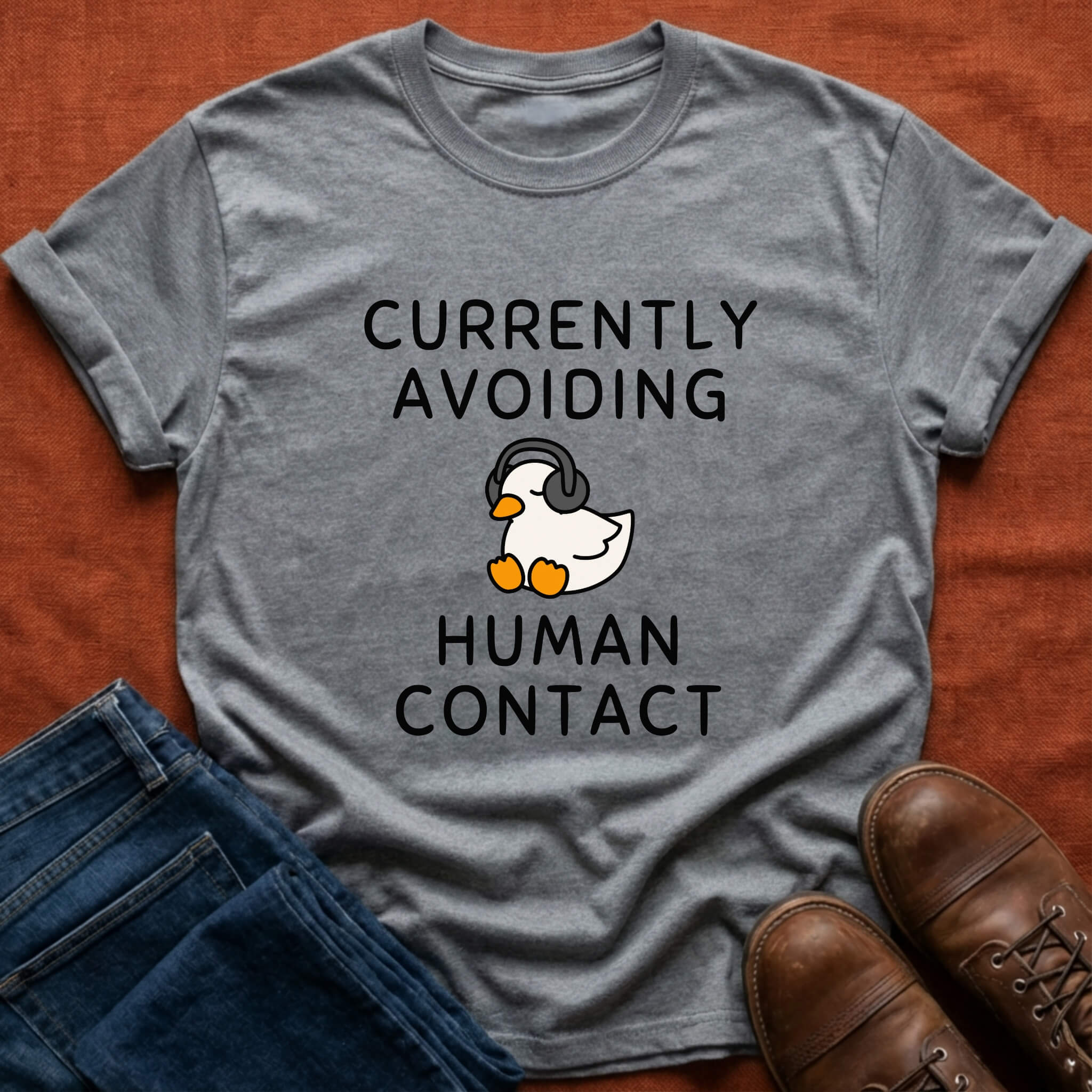 Avoiding Human Contact Duck T-Shirt