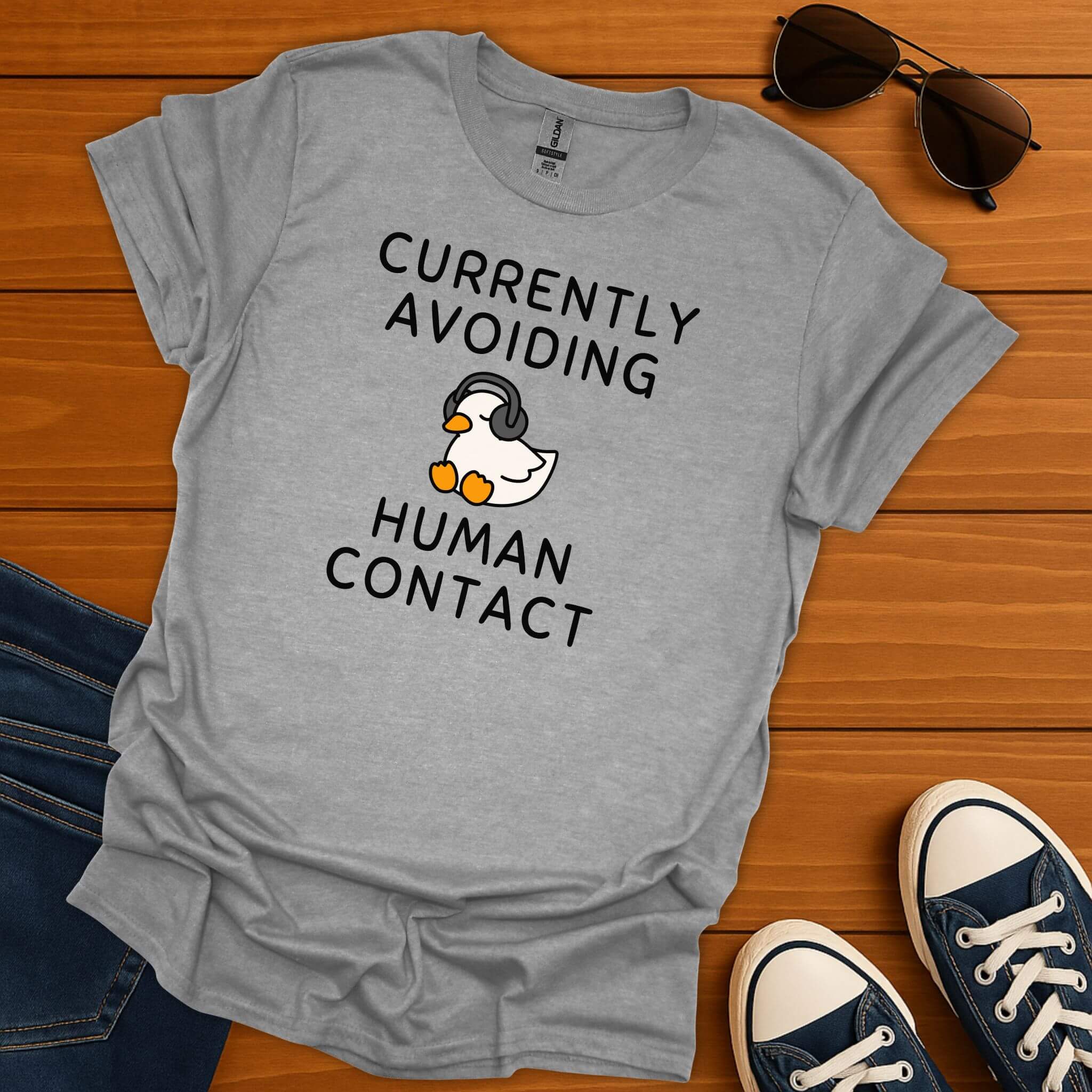 Avoiding Human Contact Duck T-Shirt