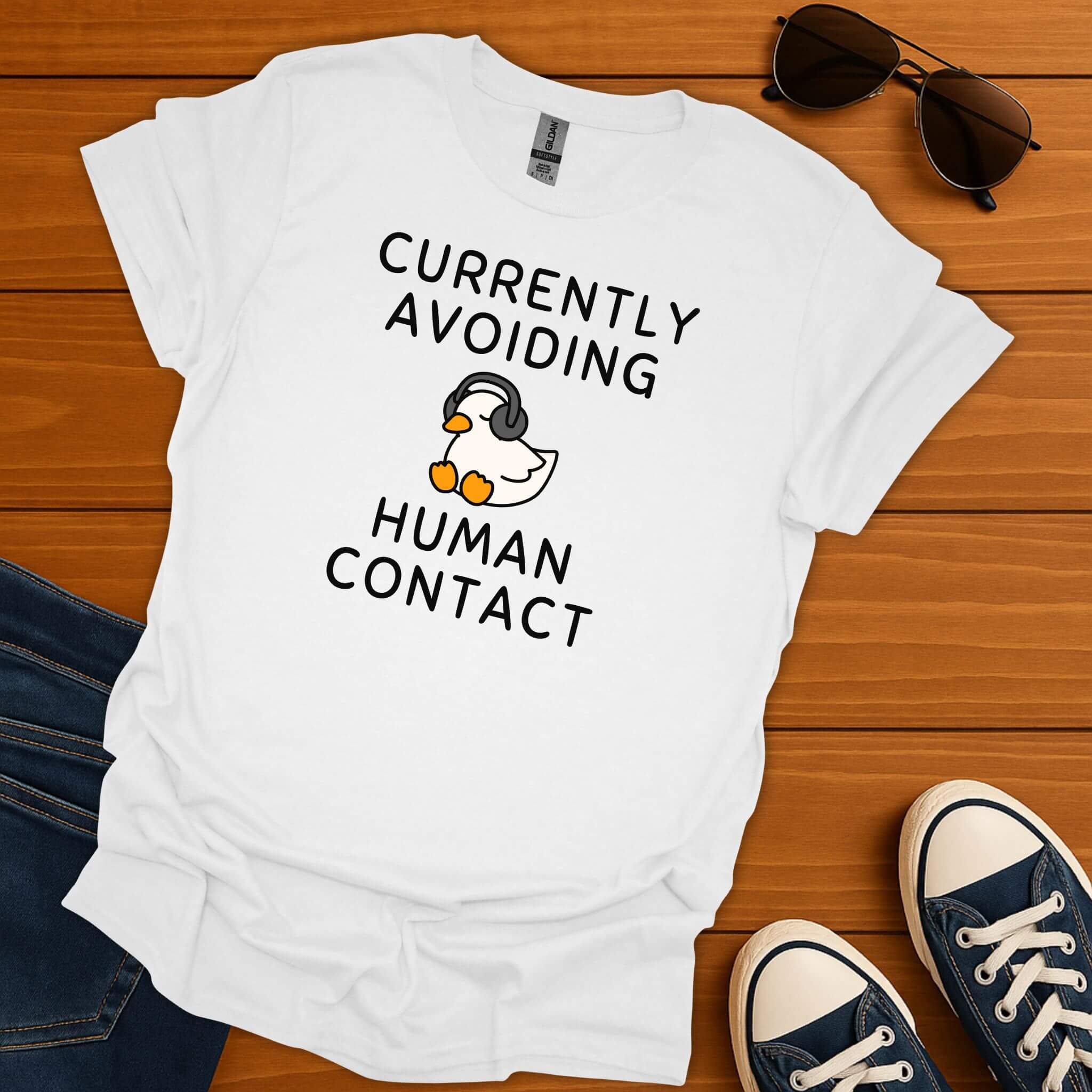 Avoiding Human Contact Duck T-Shirt