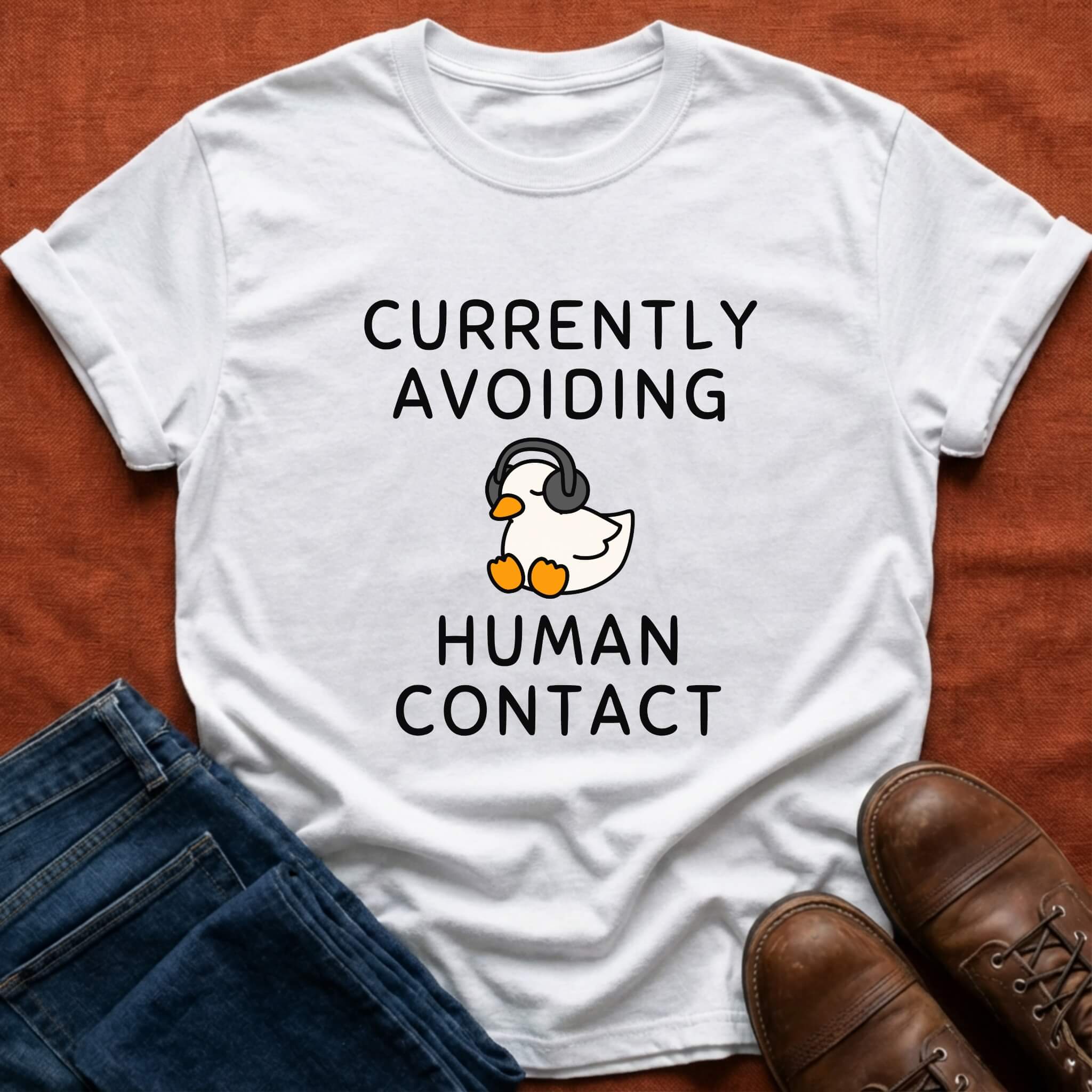 Avoiding Human Contact Duck T-Shirt