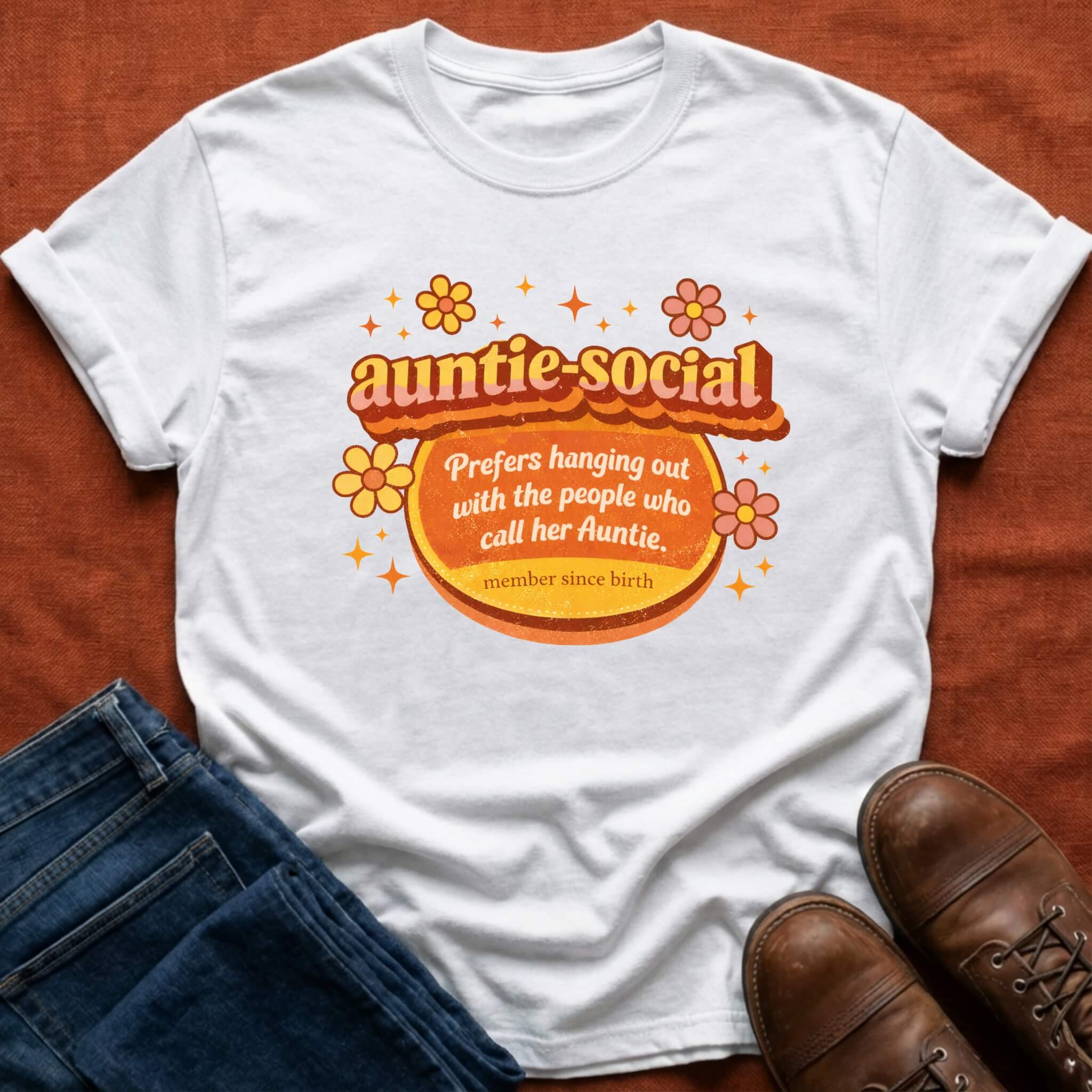 Auntie-Social Distressed Retro T-Shirt